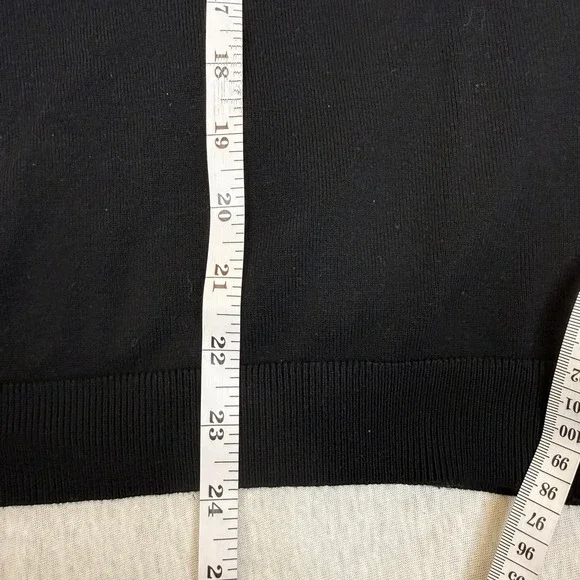 Adrianna Papell Black Mock Neck Puff Sleeve Sheer Dot Sweater Top Size S - Picture 4 of 5